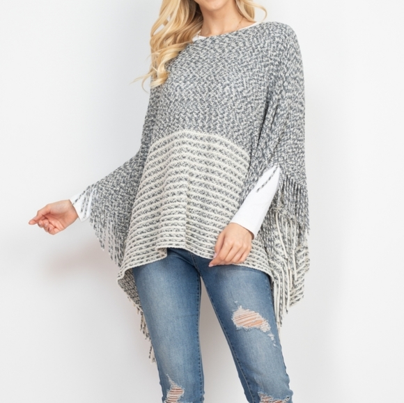 MODA ME COUTURE Sweaters - PREPPY DOLLZ fringe knit poncho